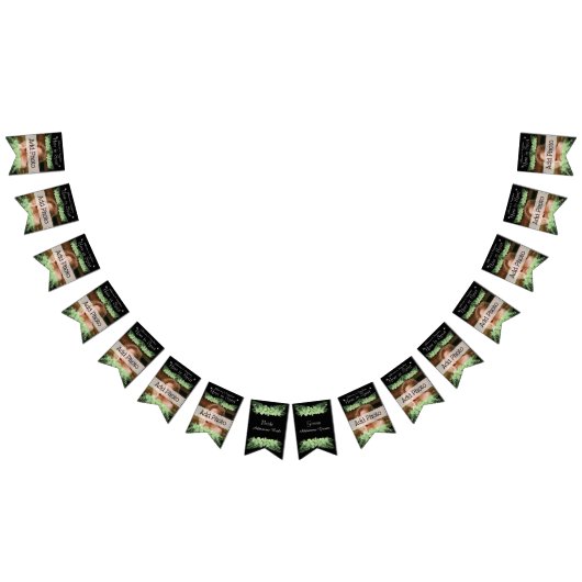 Bannière À Fanions Mariage tropical Green Palm Feuilles noir photo (Tout)