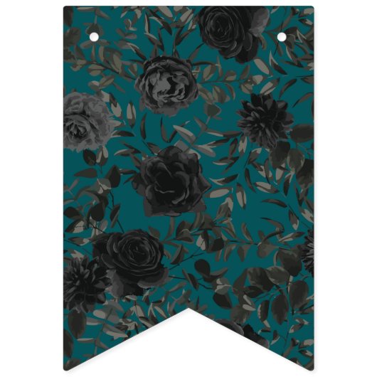 Bannière À Fanions Mariage Turquoise Rose noir (Deuxième drapeau)