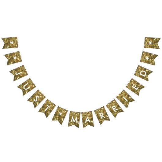 Bannière À Fanions Marié Gold White Parties scintillant de mariage (Tout)