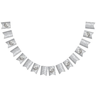 Bannière À Fanions Médaille d'argent réaliste 3D personnalisable et m