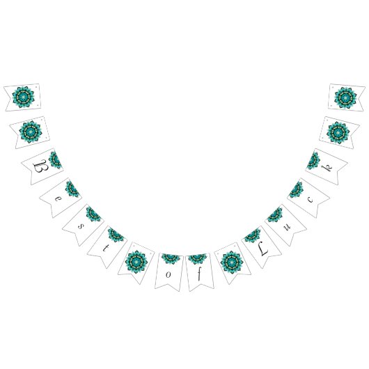 Bannière À Fanions Meilleur de la chance. Mandala en aqua (Tout)