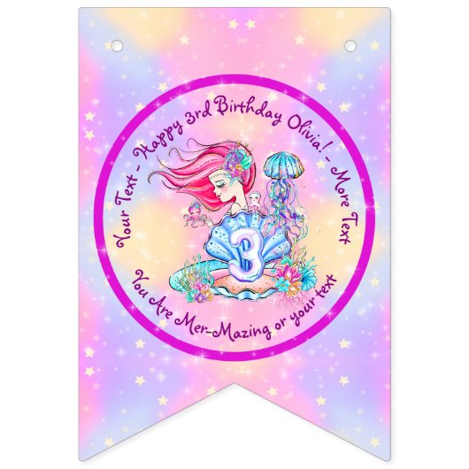 Bannière À Fanions Mermaid 3e anniversaire Modifier Modifier Modifier (Premier drapeau)