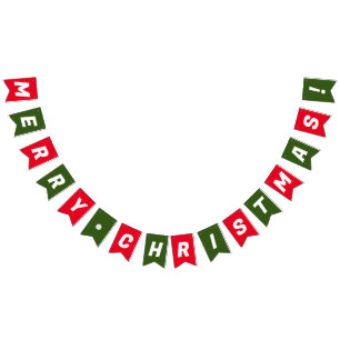BANNIÈRE À FANIONS MERRY NOËL VERT ROUGE