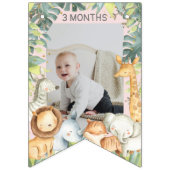 Bannière À Fanions Mignon safari animal fille photo d'anniversaire (Deuxième drapeau)