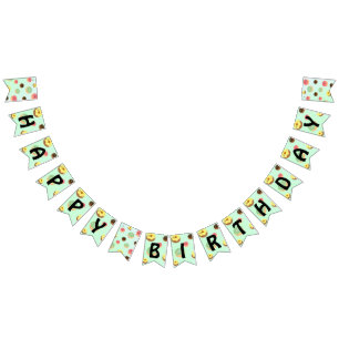 Bannière À Fanions mignonne beignets sucrés fête d'anniversaire motif