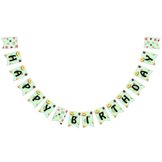 Bannière À Fanions mignonne beignets sucrés fête d'anniversaire motif (Tout)