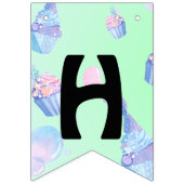 Bannière À Fanions mignonne cupcake Sweet sirène fête d'anniversaire (Deuxième drapeau)