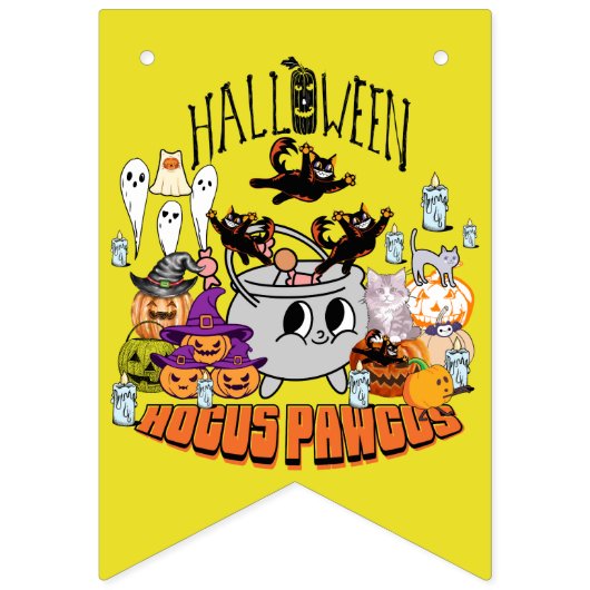 Bannière À Fanions Mikitiez chat noir éffrayant halloween vibes ghoul (Premier drapeau)