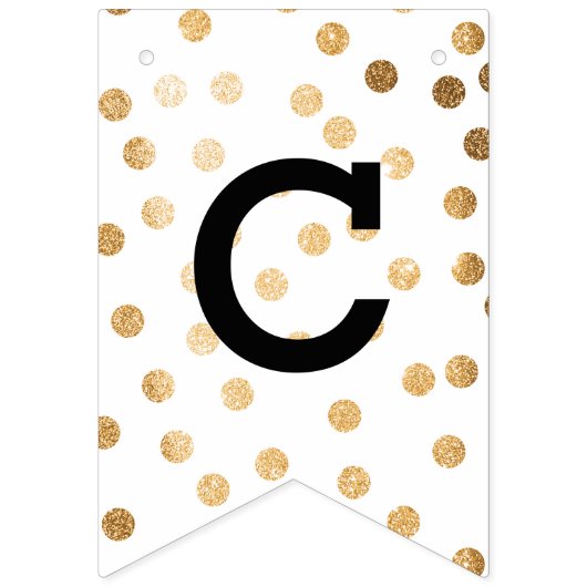 Bannière À Fanions Mint White Faux Gold Parties scintillant Dots Féli (Premier drapeau)