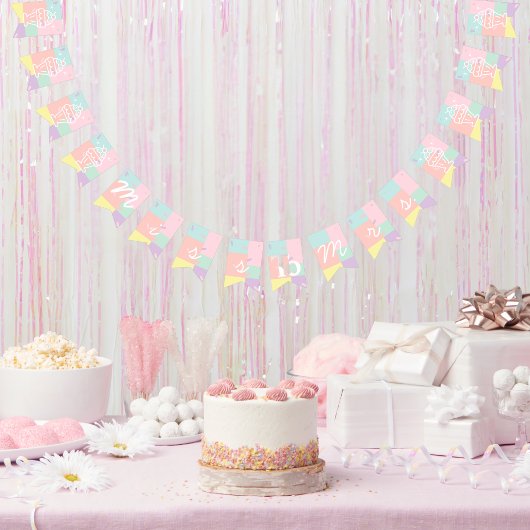 Bannière À Fanions Mlle à Mme Retro Fête des mariées de glace