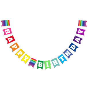 Bannière À Fanions Mod Rainbow Colorée 1ère fête d'anniversaire