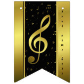 Bannière À Fanions modèle de nom de notes de musique dorées (Troisième drapeau)