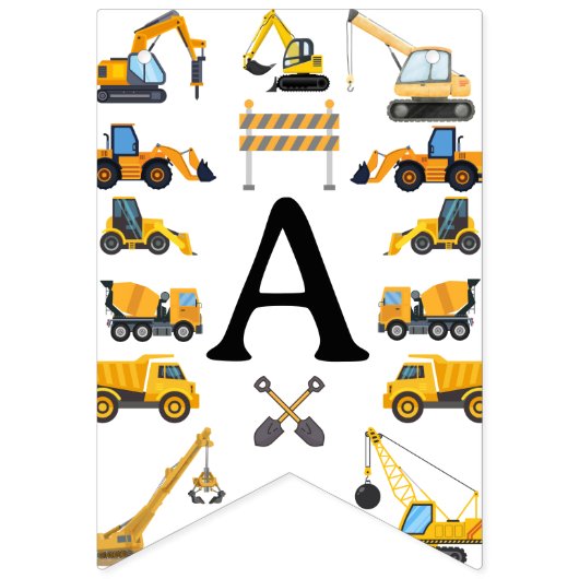 Bannière À Fanions Modern Construction Simple Kid's Birthday (Deuxième drapeau)