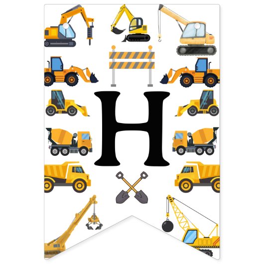 Bannière À Fanions Modern Construction Simple Kid's Birthday (Premier drapeau)