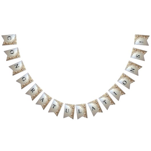 Bannière À Fanions Modern White Flowers Pearls Bunting Flag (Tout)