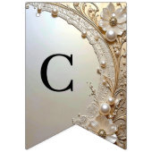 Bannière À Fanions Modern White Flowers Pearls Bunting Flag (Premier drapeau)