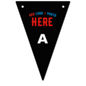 BANNIÈRE À FANIONS MODERNE ET MODERNE PERSONNALISABLE NOIR VÉRIFIÉ (Premier drapeau)