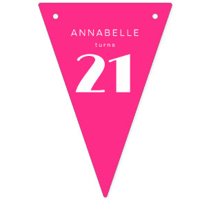 Bannière À Fanions Moderne fête d'anniversaire 21 ans rose vif