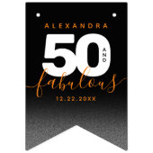 Bannière À Fanions Moderne Girly Orange 50 et fabuleux (Premier drapeau)