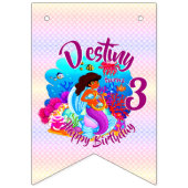 Bannière À Fanions Modifier le nom d'âge Mermaid Anniversaire Fête Pe (Troisième drapeau)