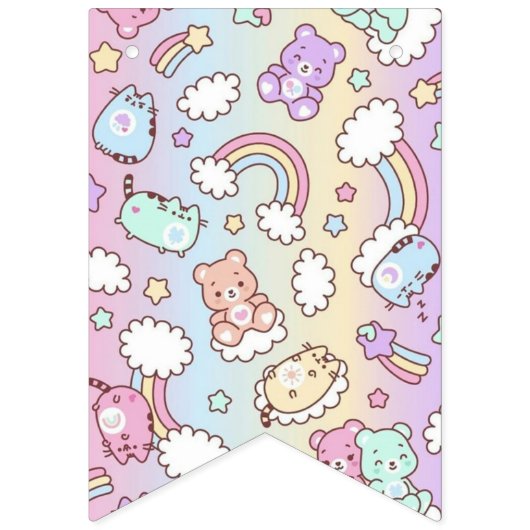 Bannière À Fanions Modifier l'image Cute Bear Anniversaire (Troisième drapeau)