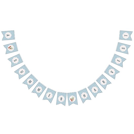 Bannière À Fanions Moisson d'été Plaid Rustique Botanique Bleu doux (Tout)