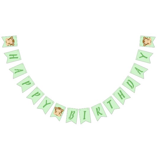 Bannière À Fanions Monkey Anniversaire Vert (Tout)
