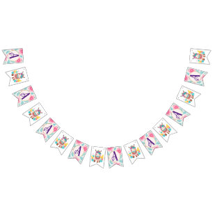 Bannière À Fanions Monogram llama bébé crèche art mur.