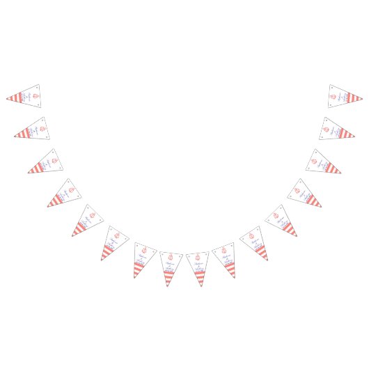 Bannière À Fanions Monogramme Coral rose Nautique et Mariage bleu mar (Tout)