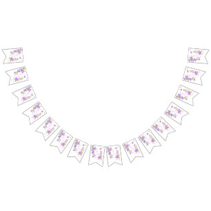 Bannière À Fanions Monogramme de ruban violet Rose