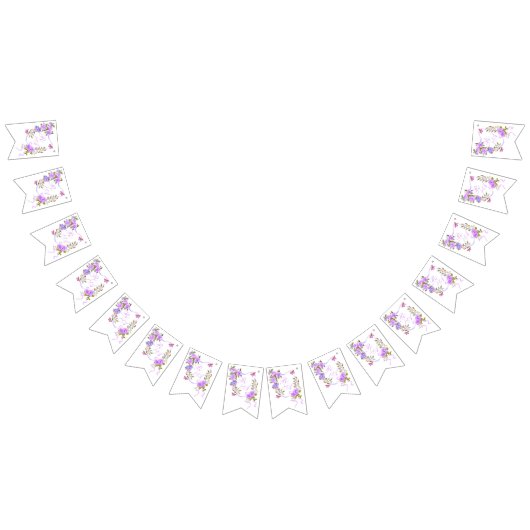 Bannière À Fanions Monogramme de ruban violet Rose (Tout)