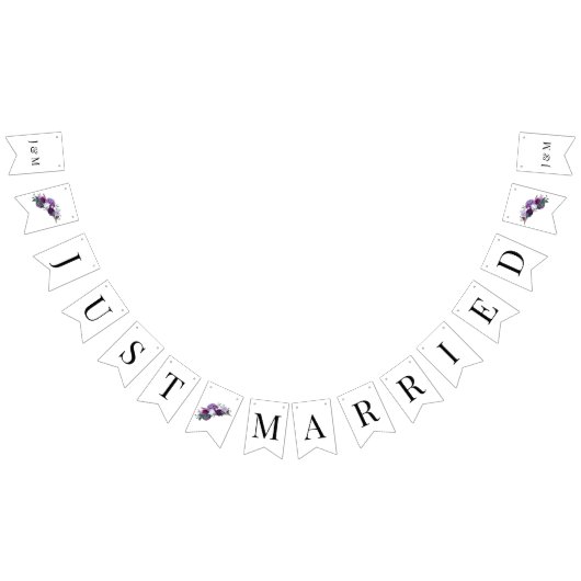 Bannière À Fanions Monogramme floral Script botanique Mariage violet (Tout)