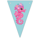 Bannière À Fanions Monogramme Hippocampe Rose Et Bleu Sous La Mer (Troisième drapeau)