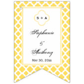 Bannière À Fanions Monogramme Lemon Jaune et blanc Quatrefoil Motif (Deuxième drapeau)