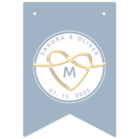 Bannière À Fanions Monogramme Mariage bleu foncé (Deuxième drapeau)