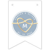 Bannière À Fanions Monogramme Mariage bleu foncé (Premier drapeau)