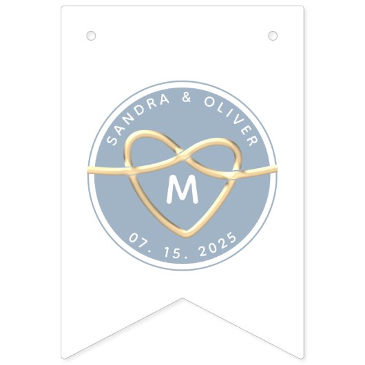 Bannière À Fanions Monogramme Mariage bleu foncé (Premier drapeau)