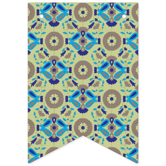 Bannière À Fanions motif bleu et vert sur arrière - plan vert (Premier drapeau)