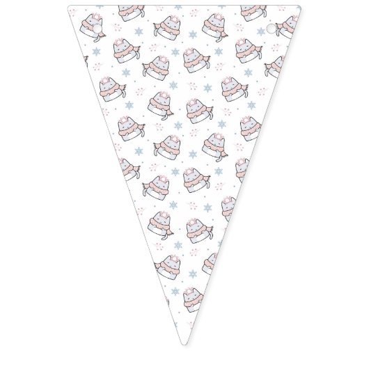 Bannière À Fanions Motif Chat d'hiver mignon avec Écharpes et Flocon (Deuxième drapeau)