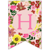 Bannière À Fanions Motif de fête d'anniversaire rose mignon (Deuxième drapeau)