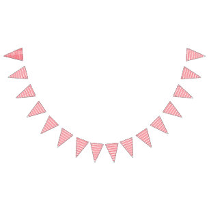 Bannière À Fanions Motif géométrique rouge et rose avec interlo