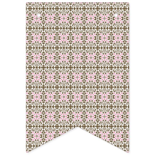 Bannière À Fanions motif rose et marron sur un arrière - plan blanc (Premier drapeau)