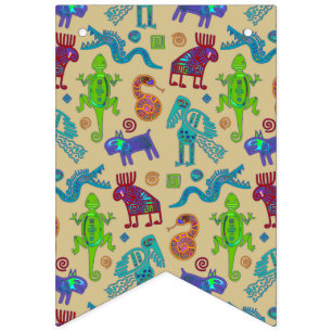 Bannière À Fanions Motif tribal primitif de la culture mexicaine afri