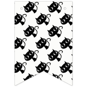 Bannière À Fanions Motifs de chats noirs et blancs mignons