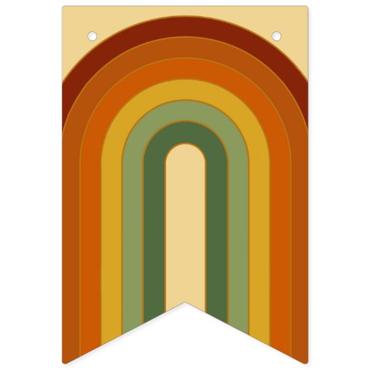 Bannière À Fanions Muted Retro Seventies Super Rainbow Heart (Premier drapeau)