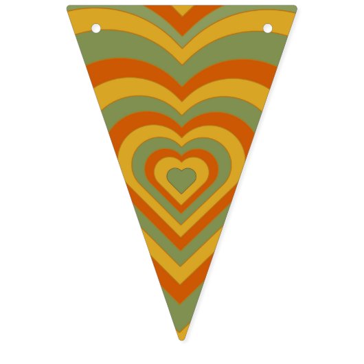 Bannière À Fanions Muted Retro Seventies Super Rainbow Heart (Troisième drapeau)
