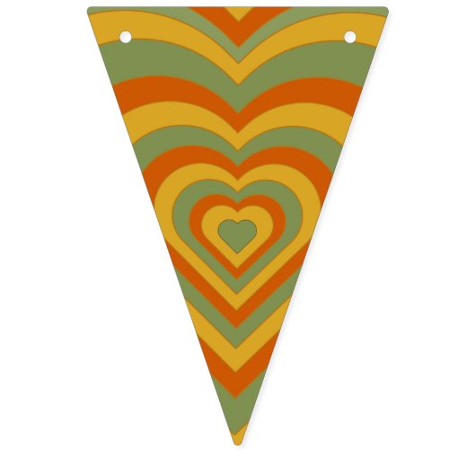 Bannière À Fanions Muted Retro Seventies Super Rainbow Heart (Premier drapeau)