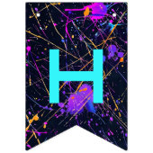 Bannière À Fanions Neon Paint Splatter Joyeux anniversaire (Deuxième drapeau)