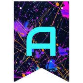 Bannière À Fanions Neon Paint Splatter Joyeux anniversaire (Troisième drapeau)