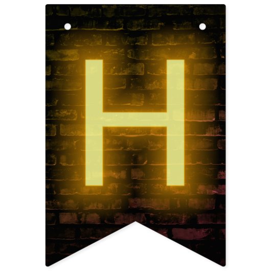 Bannière À Fanions Neon Sign on Brick for 85th Birthday (Deuxième drapeau)